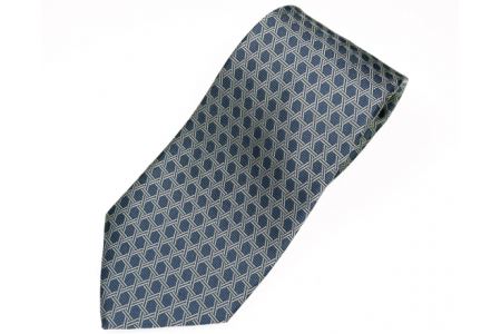 郡内織物「富士桜工房」シルクネクタイ 編籠目  藍生鼠