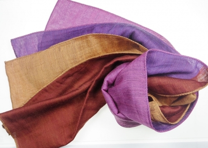 富士桜工房「やすらぎストール」ピンク×パープル×オレンジ×レッド 男女兼用ウール&シルクの二重ガーゼ構造