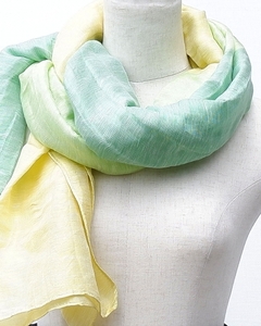 富士桜工房リネン×シルクストール「さらつや」ライム 通気性に優れたストール!