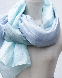 富士桜工房リネン×シルクストール「さらつや」ミントブルー 通気性に優れたストール!