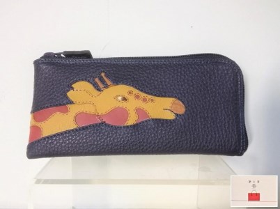 「鞄工房 香」キリン柄レザー長財布(パープル)