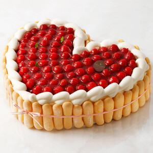 最高級洋菓子 特注ハート型シュス木苺レアチーズケーキ36cm