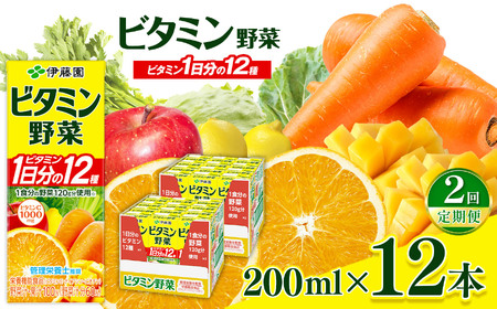 [定期便2回]紙ビタミン野菜200ml 12本入り|伊藤園 野菜 フルーツ ジュース ドリンク 飲料 健康 食品 長期常温可能 長野県 松本市 ふるさと納税