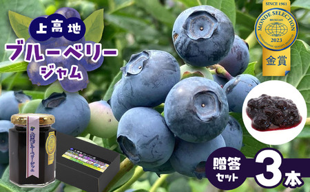上高地ブルーベリージャム贈答3本セット │信州 贈答用 ブルーベリー ジャム 新鮮 加工品 甘い 美味しい 特別