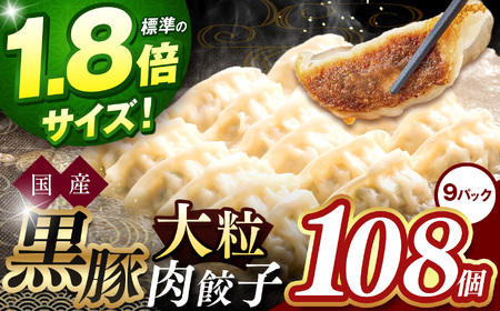【標準の1.8倍サイズ】国産黒豚大粒肉餃子　9パック（108個） 