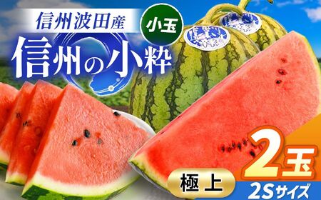 [先行受付:2026年7月発送]信州波田産 小玉スイカ !信州の小粋 [極上] 2玉 2Sサイズ|ふるさと納税 長野県 信州 松本 果物 フルーツ すいか スイカ