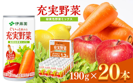 ぐいっと飲める 充実野菜 緑黄色野菜 ミックス 缶 ( 190g × 20本 ) 伊藤園