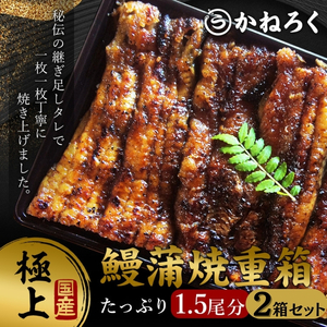 鰻蒲焼重箱「極上」2個セット 山椒・漬物付き　ギフト ウナギ 鰻 蒲焼 国産 国内産 プレゼント 誕生日 お歳暮 上田市 コシヒカリ グルメ 贅沢
