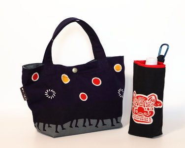 獅子舞 ランチ バック ( 11号 帆布 生地 紺色 ) ペットボトル ホルダー 付き | 装飾品 鞄 カバン かばん バッグ ランチバッグ 紺色 紺 11号帆布生地 ペットボトルホルダー 獅子舞 長野県 飯田市 信州