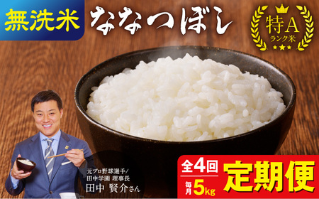 [定期便全4回]令和5年産 うりゅう米 ななつぼし 無洗米 5kg(5kg×1袋)毎月1回お届け