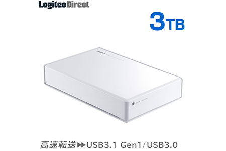 【AG-28】ロジテック HDD 3TB USB3.1(Gen1) / USB3.0 国産 TV録画 省エネ静音 外付け ハードディスク テレビ 3.5インチ ホワイト 4K録画 PS4/PS4 Pro対応【LHD-ENA030U3WSH】