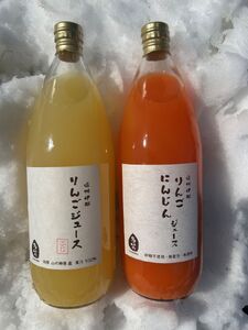 信州伊那産 りんごジュース1000ml×2本(ふじ、ニンジンリンゴMIX)