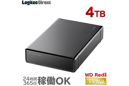【060-01】WD Red搭載 USB3.1(Gen1) / USB3.0/2.0 外付けハードディスク（HDD） 4TB 【LHD-ENA040U3WR】