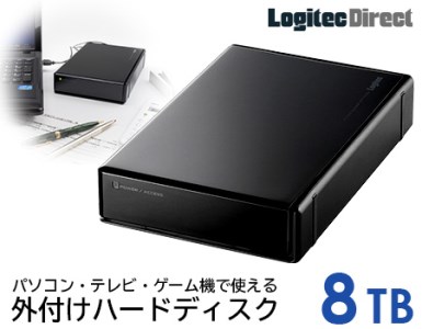 【080-04】ロジテック HDD 8TB USB3.1(Gen1) / USB3.0 国産 TV録画 省エネ静音 外付け ハードディスク【LHD-EN80U3WS】