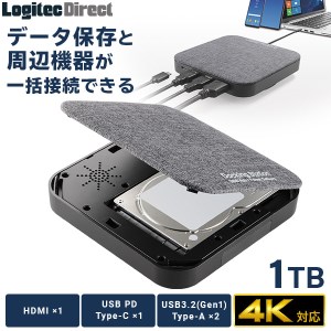 【043-03】ロジテック ドッキングステーション HDD / USB Type-C x1/ USBPD100W対応 / USB 3.2 Gen1・USB 3.1 Gen1 x2 ハブ / HDMIタイプA / 2.5 HDD 1TB 搭載 LHD-DHU010PD
