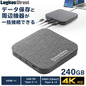 【033-02】ロジテック ドッキングステーション SSD / USB Type-C x1/ USBPD100W対応 / USB 3.2 Gen1・USB 3.1 Gen1 x2 ハブ / HDMIタイプA / 2.5 SSD 240G 搭載 LMD-DHU240PD