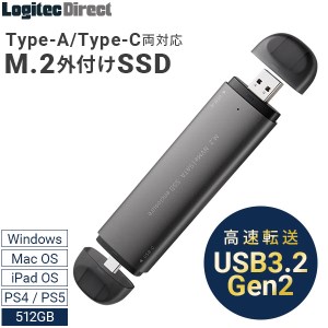 【055-02】ロジテック 外付けSSD M.2 NVMe Type-C Type-A 両挿しタイプ USB3.2 Gen2 512GB【LMD-PNVS500UAC】