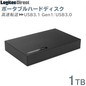 【034-02】ロジテック 外付けHDD ポータブル 1TB USB3.1(Gen1) / USB3.0 ハードディスク【LHD-PBR10U3BK】