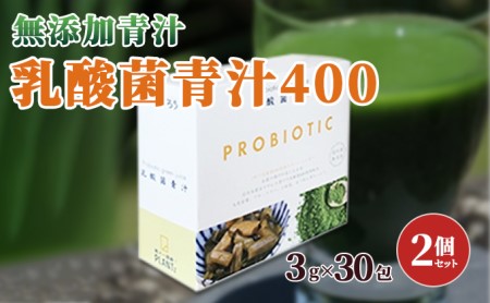 [無添加青汁]乳酸菌青汁400(3g×30包)2個セット 野菜不足 食物繊維 自然素材 添加物不使用 植物性乳酸菌 国産 大麦若葉 ブロッコリー 小松菜 ほうれん草 植物繊維 駒ヶ根市
