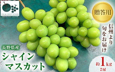「産地より信州中野の旬をお届け」 シャインマスカット　贈答用　約1kg　【配送不可地域：離島】【1311083】