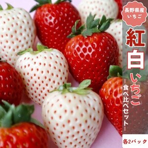 [2026年発送]長野県産 紅白いちごのたべくらべセット 各2パック[800g][配送不可地域:離島]