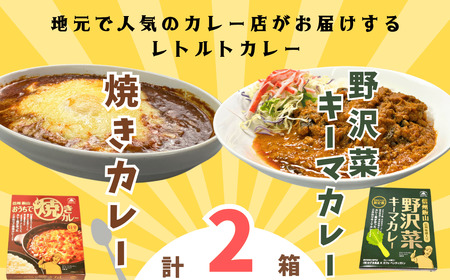 「おうちで焼きカレー」・「信州味噌入り野沢菜キーマカレー」各1箱合計2箱セット(I-05)