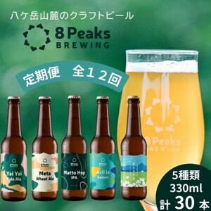 [毎月定期便]大満足!八ヶ岳山麓のクラフトビール飲み比べ30本セット[合計360本]全12回[配送不可地域:離島]