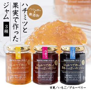 ハチミツと果実で作った ジャム 3本セット_はちみつ 蜂蜜 ジャム 果実 無添加 ノンシュガー マーマレード イチゴ ブルーベリー セット 3種 手土産 お取り寄せ 贈答 ギフト 人気 おすすめ 送料無料_