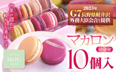 『G7軽井沢』にて提供　マカロン10個詰合せ | マカロン まかろん りんご蜂蜜 スイーツ 桔梗ヶ原 メルロ 赤ワイン シトロン ミエル レモン フレーバー 詰め合わせ 甘い 塩尻市 長野県