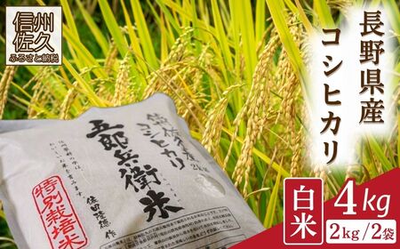 [令和7年産・白米4kg (2kg×2袋)] 特別栽培米 五郎兵衛米 [2025年9月中旬頃〜順次発送]先行予約 新米 信州こしひかり コシヒカリ こしひかり 長野県 佐久市