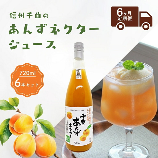 【6か月定期便】信州 千曲のあんずネクター ジュース  720ml 6本セット｜ ジュース 長野県産 千曲市