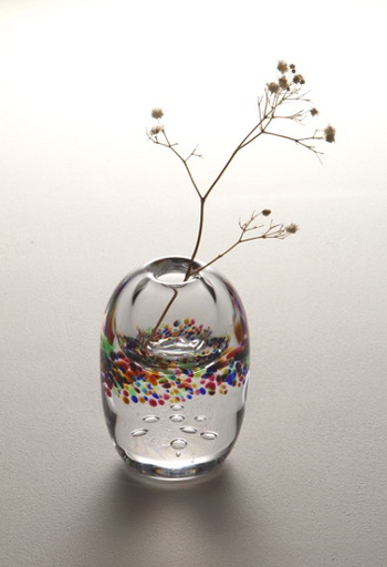 あづみ野ガラス工房 輪 (ガラス製花器)