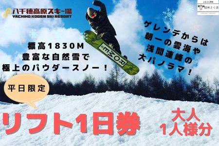 八千穂高原スキー場　平日限定　リフト１日券〔AD-01〕