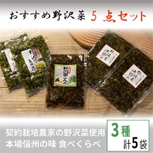 くるまやおすすめ野沢菜5点セット【 漬物 野沢菜漬け 惣菜 お土産 信州 長野 】_惣菜・加工品   _【1112564】