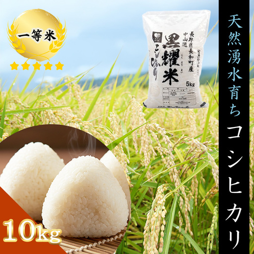 [ふるなびWEEK対象]令和7年産 コシヒカリ10キロ(5kg×2袋) 天然の軟水「黒耀水」育ちのお米 長野県長和町産 農家直送 一等米精白米