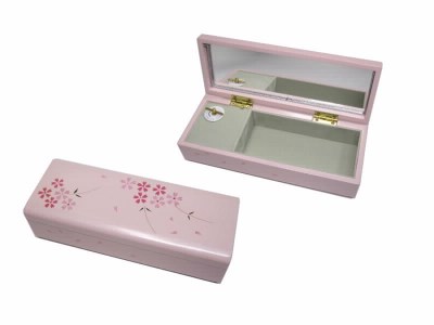 009-008[18弁オルゴール]木製会津塗BOX(ピンク)