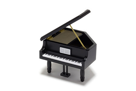 009-034[23弁オルゴール]ピアノ型(小物入れ付):ブラック