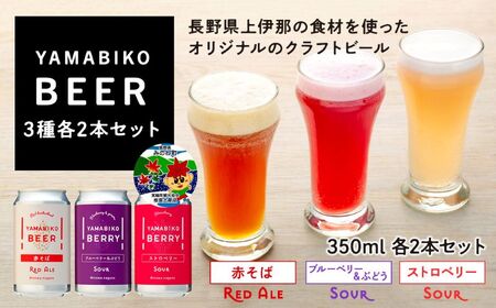 YAMABIKO BEER 飲み比べセット(赤そば・ブルーベリー・ストロベリー)各2本セット