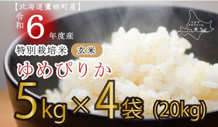 A164[ 令和6年産 ] ゆめぴりか ( 玄米 ) 特Aランク 5kg×4袋 20kg 北海道 鷹栖町 たかすタロファーム 米 コメ こめ ご飯 玄米 お米 ゆめぴりか コメ 玄米