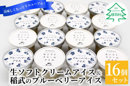 生ソフトクリーム&いなぶのブルーベリーアイス16個セット 10000円 アイスクリーム ソフトクリーム ブルーベリー ミルク