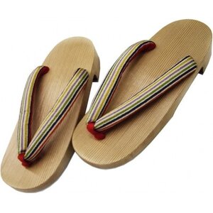 木曽ねずこ下駄 縞柄高原鼻緒 女性用 並寸