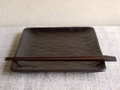 皿 & 箸 セット ( 四方皿1枚 & 取り箸1膳 ) 工房ととか