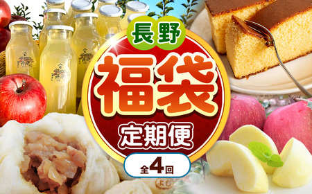 [定期便4回]松川村の魅力が詰まった 満喫セット | 定期便 福袋 満喫セット 季節限定 りんごジュース リンゴジュース カステラ かすてら 洋菓子 豚まん りんご リンゴ 林檎 シナノスイート 長野県 松川村 信州
