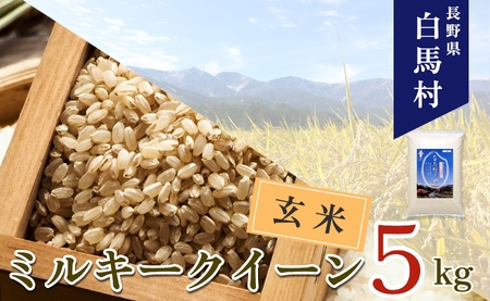 [令和7年産] 新米 先行予約 ミルキークイーン[玄米]5kg /長野県白馬村 信州 2025年産 米 お米 ご飯 ごはん 送料無料[B0030144]
