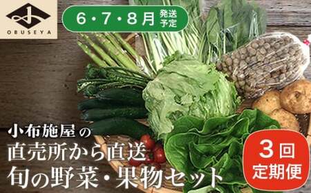 直売所から直送 旬の野菜・果物セット 3回コース 6～10品 ［小布施屋］定期便 野菜 やさい 果物 フルーツ 詰め合わせ 詰合せ  令和8年産【2026年6月 7月 8月 各月1回発送】 ［A-701］