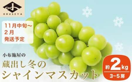 先行受付 蔵出し冬のシャインマスカット 約2kg 3〜5房 [小布施屋 ]長野県 ぶどう フルーツ 果物 冷蔵便 クール便 令和8年産 [2026年11月中旬〜2027年2月発送][C-2]