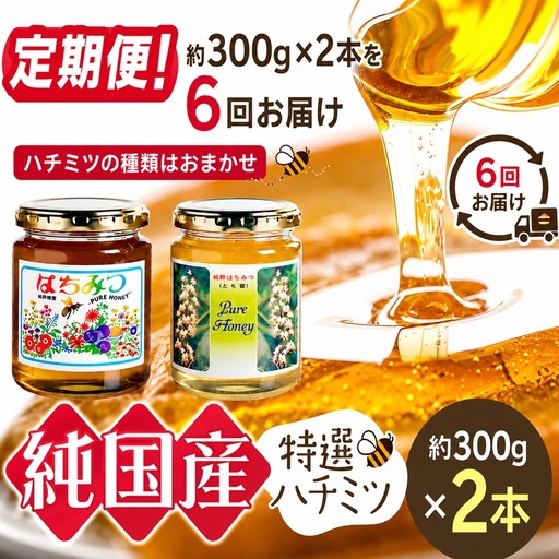 【定期便】芳川養蜂場特選ハチミツ 約300g × 2本 × 6回 | ハチミツ はちみつ 蜂蜜 国産 定期便 長野県 信州 木島平村