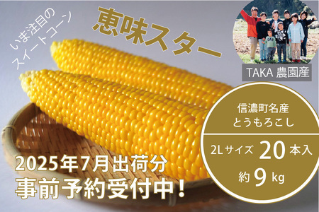 [2025年夏の予約受付開始!]TAKA農園『恵味(めぐみ)スター』2Lサイズ(1本450g相当)×20本セット、約4.5kg