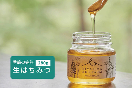 [ふるさと納税]BIYAJIMA BEE FARM『季節の完熟生はちみつ 一瓶280g(1個)』北信濃の大自然がぎゅっとつまった、完全非加熱・無農薬・除草剤、防腐剤不使用の国産天然蜂蜜[長野県信濃町]