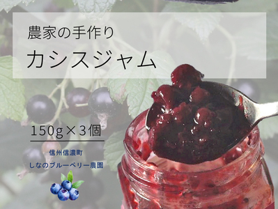 しなのブルーベリー農園「カシスジャム」 150g×3個セット アントシアニンやクエン酸、カリウムなど栄養豊富なカシスのジャム[長野県信濃町]